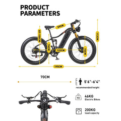 Dual Motors AWD 2000W Electric Bike for Adult 26'' UL2849 48V 30AH E - Mountain Bike 4.0 Fat Tire up to 35MPH&120miles Long Range Off - Road Ebike Dual Hydraulic Disc Brakes&Ful Suspension Electric Bicyc