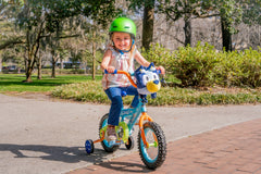 Bluey 12 - Inch Kids BMX Bike with Training Wheels, Plush Bag, Steel Frame, Coaster Brake, Ages 3 - 5