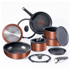 T - Fal Ingenio Expertise Nonstick 14 - Piece Cookware Set, Induction Oven Safe up to 500F, Detachable Handle, Onyx Black