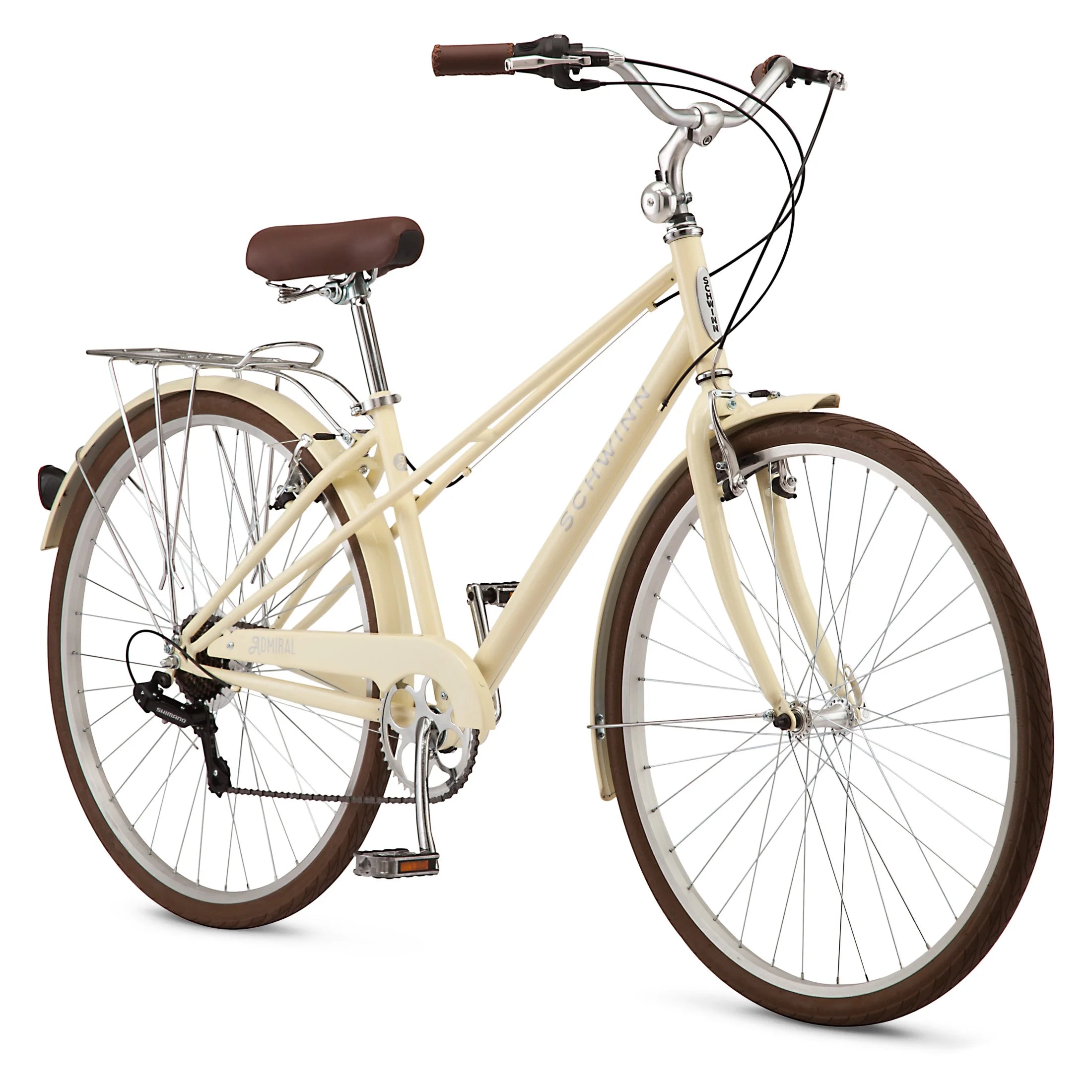 Schwinn Admiral 700c Adult Hybrid Bike, 7 Speed, Unisex Bike, Cream