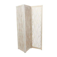 Decmode 60" x 72" Black Mango Wood Abstract Wavy Cutout 3 Panel Room Divider Screen, 1 - Piece