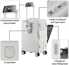 Carry - on Luggage with USB Charging Port, Front Compartment, TSA Lock, Airline Approved Carry on Hardside Suitcase with Spinner Wheels (Grey, 20 in)