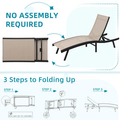 AECOJOY Outdoor Chaise Lounge, All Weather Pool Lounge Chairs Ergonomic Design (Beige, 2 PCs)