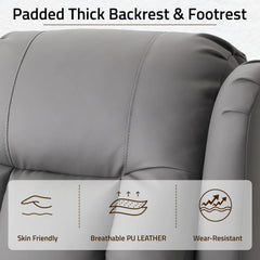 AECOJOY Recliner Chair with Massage and Heat, 360° Swivel Rocking, Grey