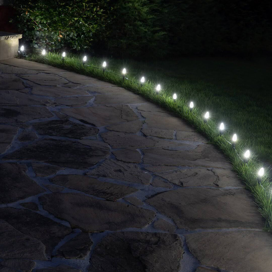 C7 Cool White OptiCore Christmas LED Pathway Lights, 25 Lights, 4.5 in