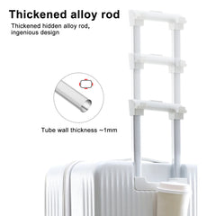 24 in Checked Luggage with Front Pocket, USB Charging Port, Built - in Lock Carry on Suitcase, Cup Holder and Phone Holder, Medium Hardside Suitcase with Spinner Wheels, White