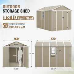 ELPOSUN Outdoor Storage Shed 6x4.5 Ft, Resin Outside Sheds & Outdoor Storage Plastic for Trash Can, Bike, Lawnmower, Generator, Tool Shed with Lockable Door for Backyard, Lawn, Patio, Grey & White
