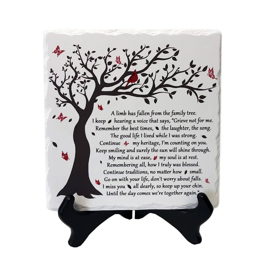 A Limb Has Fallen from The Family Tree Sympathy Plaque with Wooden Stand in Loving Memory of Loved Wall Decor Table Decor Bereavement Condolences