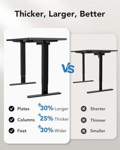 UANUO 48 x 24 in Electric Standing Desk, Height Adjustable Table with Headphone Hooks & Cable Manager, Sit to Stand up Desk for Home Office, Vintage Brown