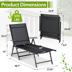 AECOJOY Outdoor Chaise Lounge Chair, Adjustable Reclining Folding Pool Lounger for Poolside