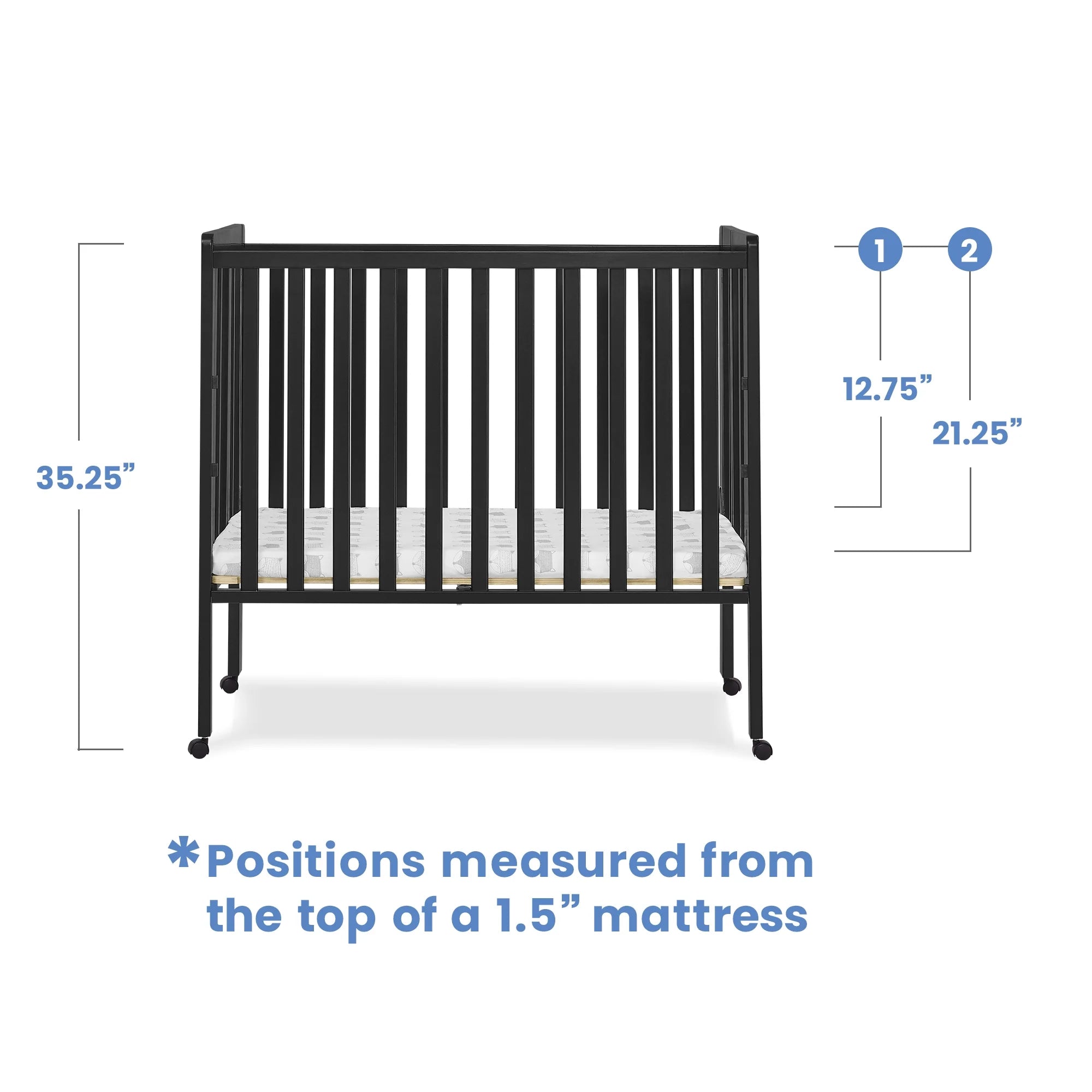 Delta Children Lee Portable Folding Mini Crib with 1.5 - Inch Mattress - Greenguard Gold Certified, Bianca White