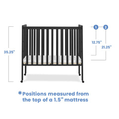 Delta Children Lee Portable Folding Mini Crib with 1.5 - Inch Mattress - Greenguard Gold Certified, Bianca White
