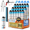 Adhesive Guru Spray Foam Insulation Kit (18 x 32.80 oz/930 Gr - 360 Board Feet), Self - Expanding Adhesive Foam, Closed Cell Heat Insulation & Acustic Spray with Cleaner and Dispensing Gun - 18 Pack