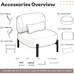 AECOJOY Mid Century Modern Accent Chair, Extra Large Teddy Upholstered Lounge Chair with Pillow