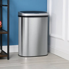 FDW Garbage Can 13 Gallon 50 Liter Kitchen Trash Can for Bathroom Bedroom Home Office Automatic Touch Free High-Capacity with Lid Brushed Stainless