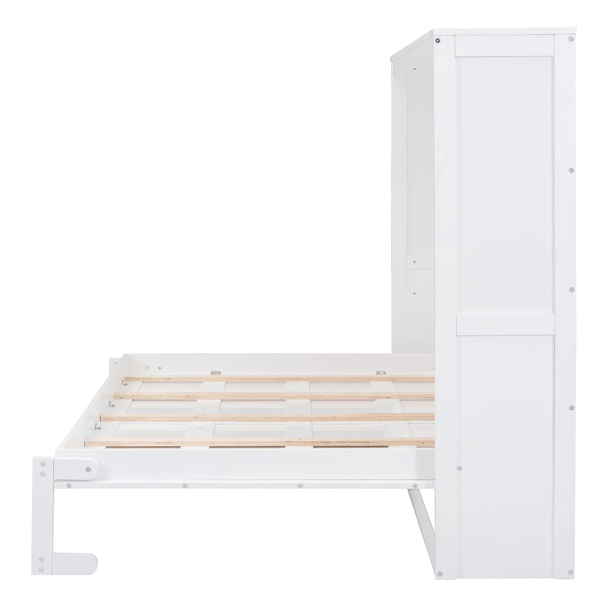 Harper & Bright Designs Full Size Murphy Bed Space - Saving Foldable Wooden Wall Bed with a Shelf for Guest Room Home Office, Gray