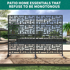 Accreate Decorative Wrought Privacy Screen - Easy Snap - Together Room Divider for Indoor/Outdoor Use, Breathable Wind - Resistant Partition with Anti - Tip Base (6x3.8ft)