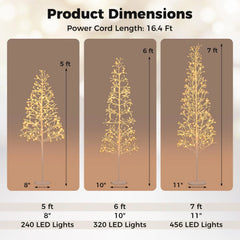Tangkula Christmas Outdoor Lighted Birch Tree Pre-lit Decor with Warm White Light LED Lights