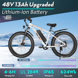 Gocio 26" 4.0 Fat Tire Electric Bike for Adults, 500W Motor, 48V 13ah Battery, Lightweight Aluminum Alloy Frame, Max 22mph Electric Mountain Bike Beach Snow Ebike for Men, Professional 7 - Speed UL2849