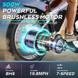 Gocio 26" 4.0 Fat Tire Electric Bike for Adults, 500W Motor, 48V 13ah Battery, Lightweight Aluminum Alloy Frame, Max 22mph Electric Mountain Bike Beach Snow Ebike for Men, Professional 7 - Speed UL2849