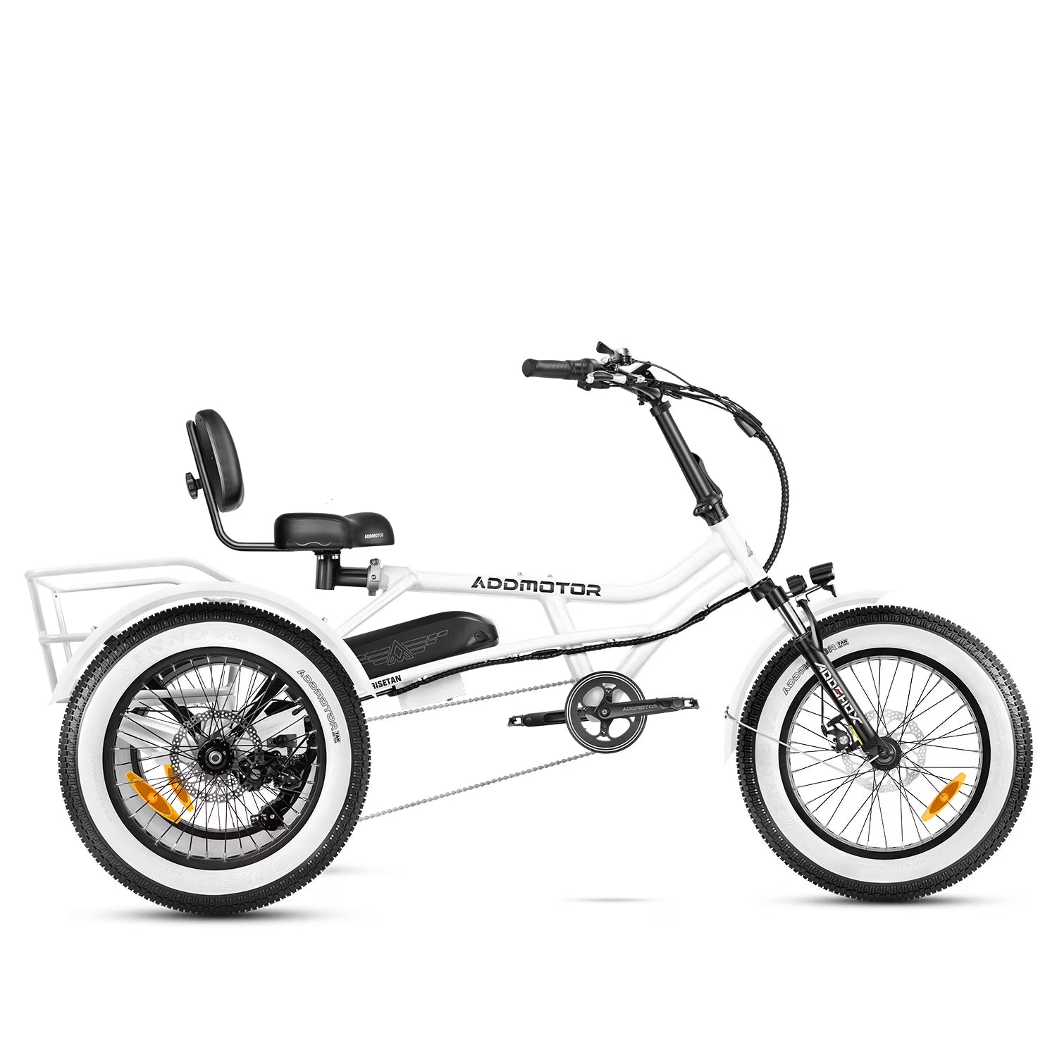 Addmotor M - 360II Semi - Recumbent Electric Trike, 85MI, Fat Tire 3 Wheel Electric Bike for Adults, 750W 48V 20ah Electric Tricycle for Seniors, 20" Electric Trike with Speed Differential, Green