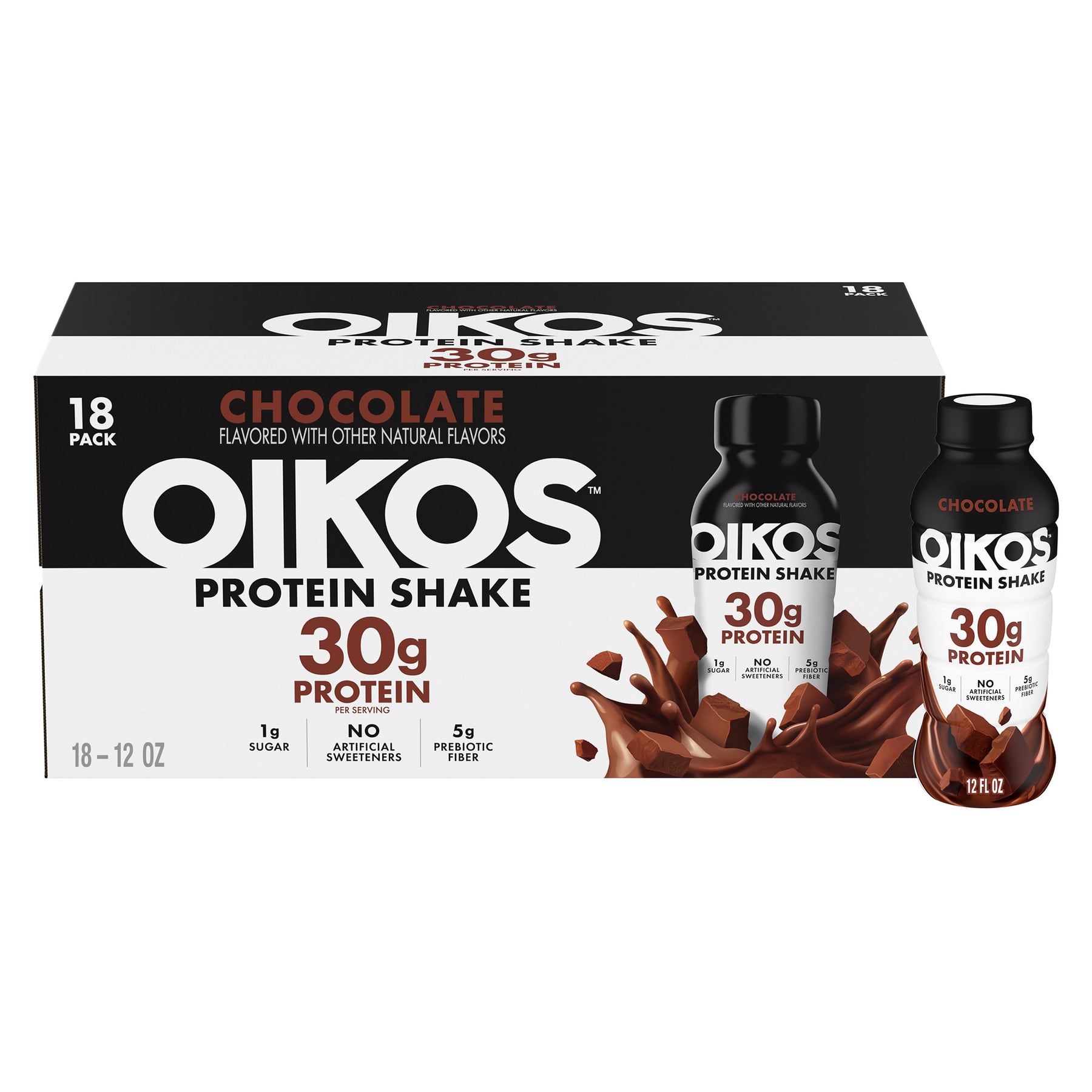 Oikos 30g Chocolate Protein Shake, 12 Fl Oz, 18 - Pack