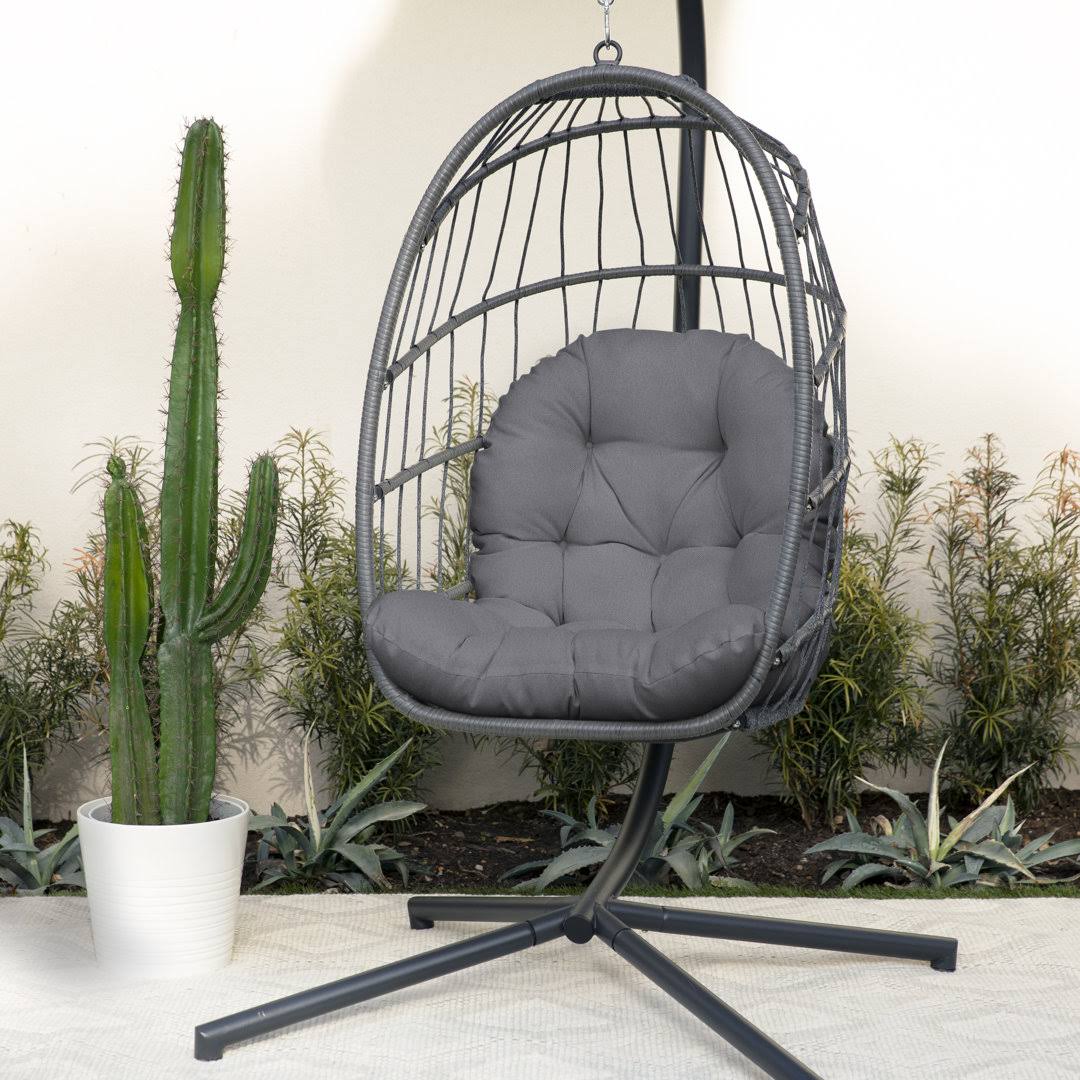Outdoor Seat/Back Cushion Egg Chair Cushion Fabric: Charcoal