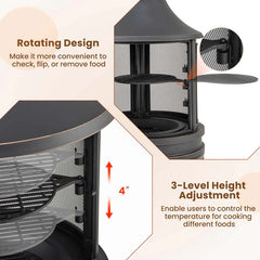30" 2-in-1 Metal Chiminea Fire Pit with Adjustable Grill & Chimney, Outdoor Wood Burning Chiminea Fireplace with Spark Screen for Patio Backyard BBQ