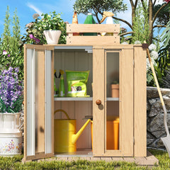 AECOJOY Small Outdoor Storage Cabinet Waterproof with Shelves, Vertical Garden Storage Sheds