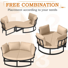 AECOJOY Patio Furniture Outdoor Round Daybed with Removable Cushions 4 Piece Sectional Sofa Patio Furniture Set, Beige