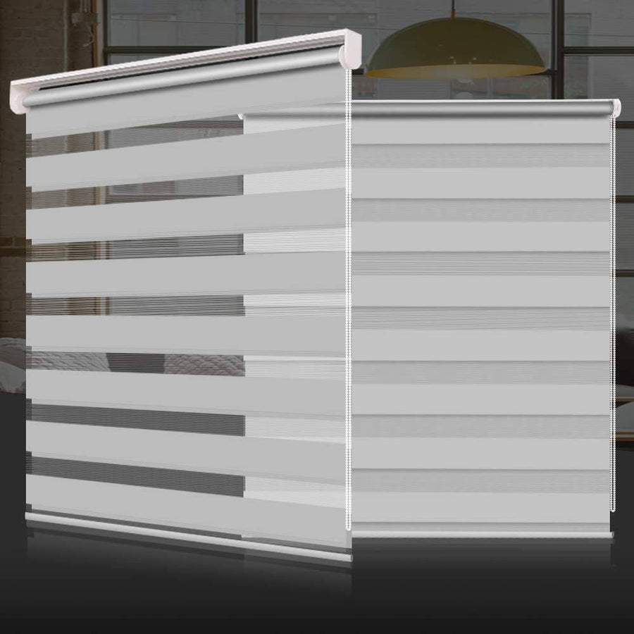 SEEYE Zebra Shade Blinds Horizontal Window Curtain Day and Night Blind Dual Layer Shades Easy to Install 33.5 inch59 inch, Grey, Gray