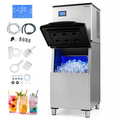 450 LBS/24H Commercial Split Ice Maker, Stainless Steel Ice Machine with 250 LBS Storage Bin, Self-Cleaning & Air Cooled for Restaurant Bar Cafe Hotel