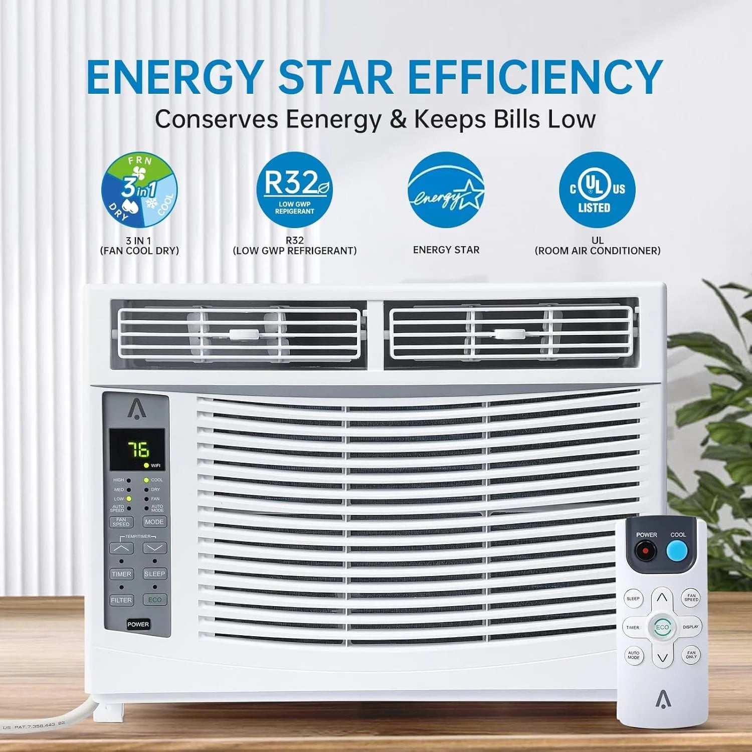 GAOMON Smart 6000 BTU Window Air Conditioner - WiFi - Enabled AC with Remote & App Control, Timer, Sleep Mode, Easy Install Kit, Cools Rooms up to 350 Sq. Ft, 115V, White