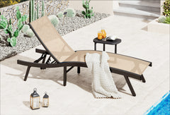AECOJOY Outdoor Chaise Lounge, All Weather Pool Lounge Chairs Ergonomic Design (Beige, 2 PCs)