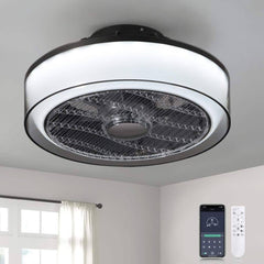 Antoine HD-FSD-68 16 in. Modern Dimmable Integrated LED Indoor Smoky Gray Smart Enclosed Ceiling Fan with Remote