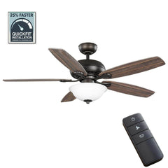 Hampton Bay 50271 Southwind II 52 in. Indoor LED Bronze Ceiling Fan with Light Kit, Reversible Blades and Remote Control