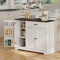 Coffee Bar, Lofka 42" Kitchen Storage Cabinet, Sideboard Buffet Cabinet with 8 Shelves, 1 Drawer