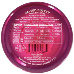 Beurdell Canned French Butter - 100% Natural Salted Pasteurized Real Butter | Long Shelf Life Emergency Survival Food | Great for Cooking, Baking, RV & Camping | Pull Top Lid | Pack of 24 | France