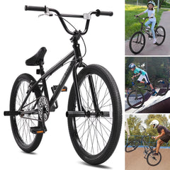 VEVOR BMX Bike, 24 - Inch Wheel Freestyle Bike, BMX Race Bike with 4 Pegs, Beginner - Level BMX to Advanced Riders, BMX Bicycles for Teen Adult Men Women, Durable Hi - Ten Steel Frame, Easy to Assemble