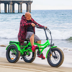 Addmotor M - 360II Semi - Recumbent Electric Trike, 85MI, Fat Tire 3 Wheel Electric Bike for Adults, 750W 48V 20ah Electric Tricycle for Seniors, 20" Electric Trike with Speed Differential, Green