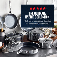 Blue Diamond 10 - Piece Diamond - Bond Hybrid Ceramic Nonstick Stainless Steel Cookware Set, Dishwasher Safe