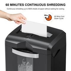 Bonsaii Paper Shredder 18 - Sheet Cross - Cut Shredder for Home Office with Wastebasket