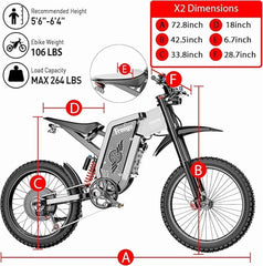 6000W(Peak) Motor 60V/35ah Battery, Freego X2pro Electric Motorcycle for Adults, Electric Bike 50MPH/7 Speed Off Road Electric Bicycle, 19x2 Full Suspension/Four - Piston Hydraulic Brake UL2849MTB
