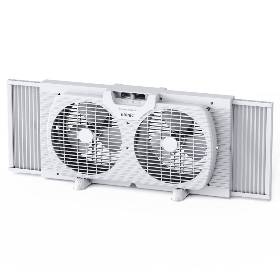 Shinic 3-Speed Twin Window Fan with Removable Bug Screen