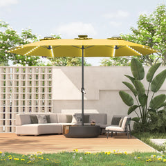 AECOJOY 15ft Patio Double-Sided Umbrella, 156 PCS Solar LED Light Outdoor Large Umbrella, Yellow