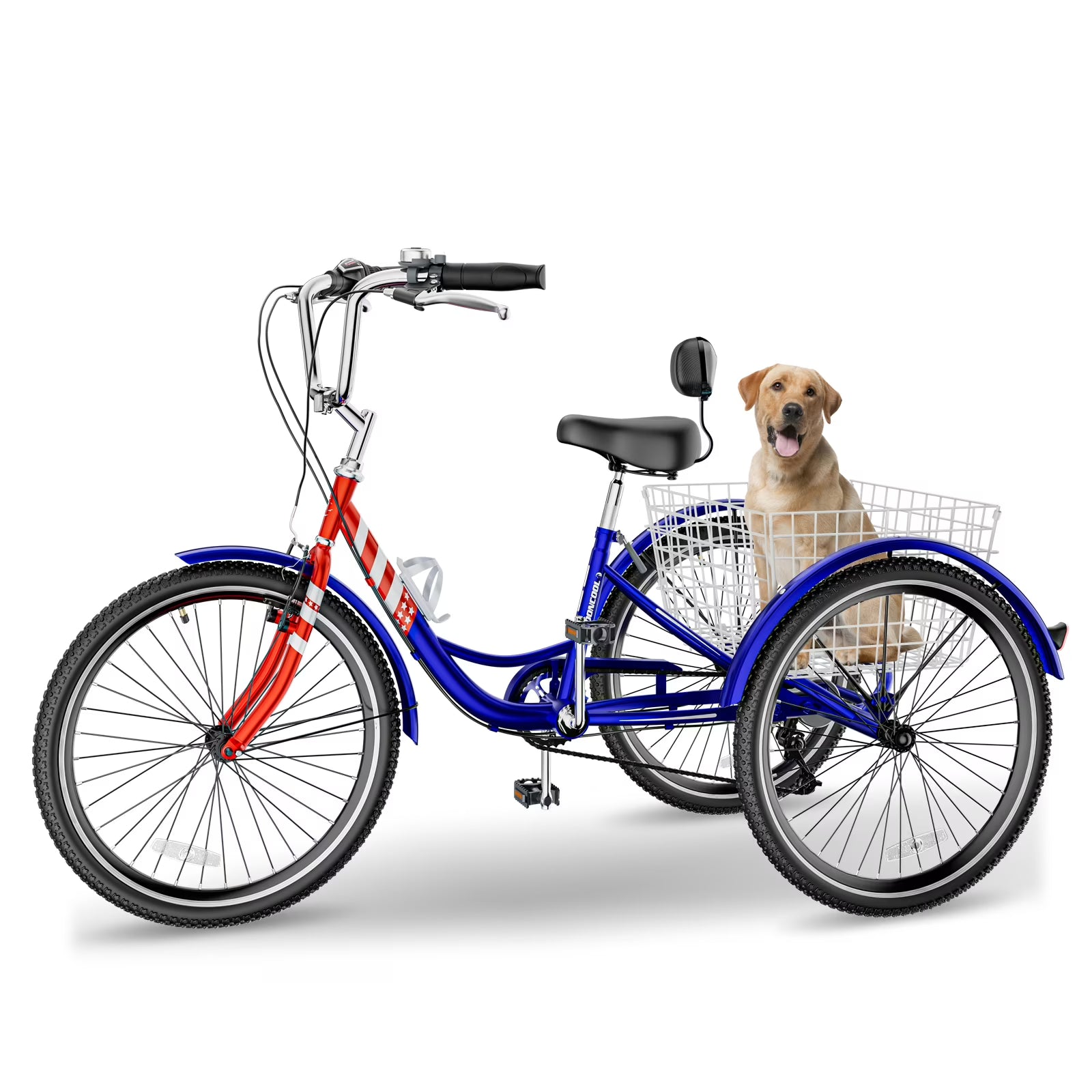 FICISOG 7 Speed Adult Tricycle for Women, 20/24/26 in Adult Trike with Basket, 3 Wheel Bikes for Adults Seniors, Cruise Trike for Shopping Picnic