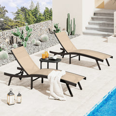 AECOJOY Outdoor Chaise Lounge, All Weather Pool Lounge Chairs Ergonomic Design (Beige, 2 PCs)
