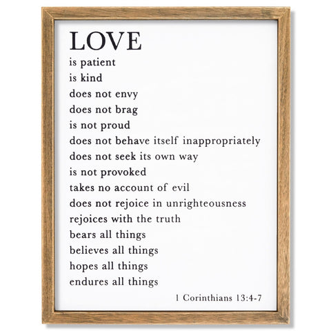 Farmlyn Creek Christian Religious Scripture Wall Art Decor, 1 Corinthians 13 4-7, Rustic Style Home Decorations (11.75 x 15 in)
