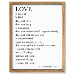 Farmlyn Creek Christian Religious Scripture Wall Art Decor, 1 Corinthians 13 4-7, Rustic Style Home Decorations (11.75 x 15 in)