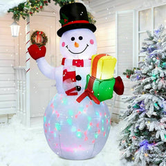 5ft Christmas Inflatables Snowman Outdoor Yard Decor with Rotating LED